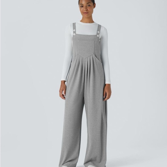 Halara Adjustable Strap Button Multiple Pockets Waffle Casual Overalls - Picture 1 of 7